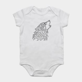 Tribal Wolf Howl Mandala Baby Bodysuit